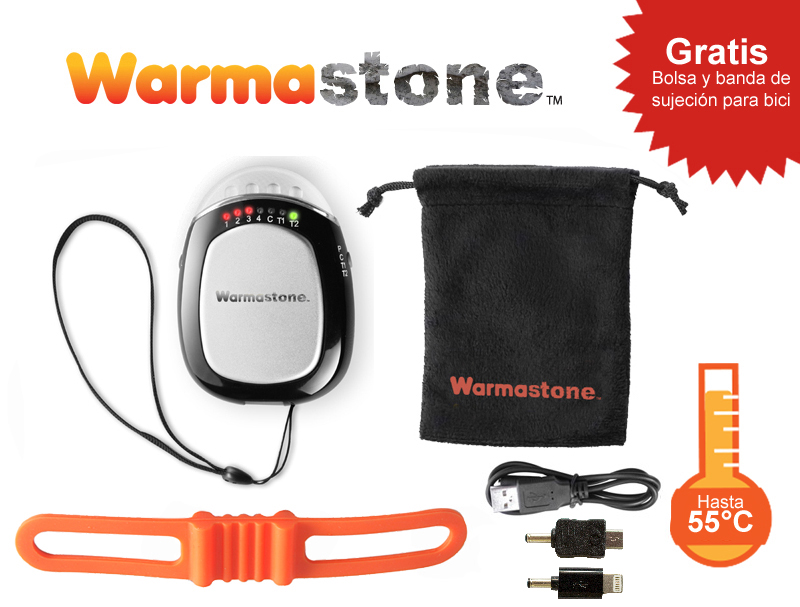 Calentador de Manos, Linterna, Señalización para Bicicleta  y Cargador de Teléfono, 4 en 1 Warmastone™ de Warmawear™