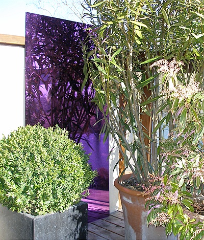 Gartenspiegel aus Acryl, 90cm x 44cm, lila