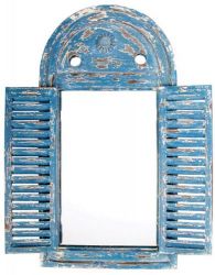 Espejo rústico "Louvre" para jardín - Azul 75x39cm