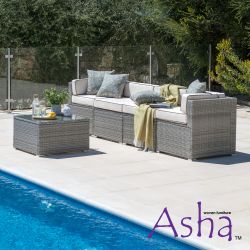 Conjunto de Sofá Modular de Jardín, Sherborne - 5 Piezas - Combinación Marrón - por Asha™