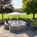 Luxury 10 Seater Garden Sofa Set with Rectangular Table in Stone Rattan by Primrose Living