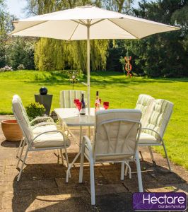 Hadleigh 6 Seater Garden Dining Furniture Set In White By Hectare®