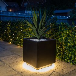 Maceta Negra - Base Elevada con Luces LED 45cm