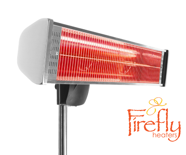 Estufa Halógena Firefly™ 1.8kW con Montado a pared Fácil, mando a distancia y soporte