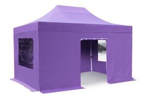Standard 3m x 4.5m Foldable Pop Up Steel Gazebo Set In Lilac - Complete With Carry Bag