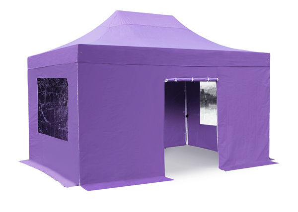 Carpa Plegable Estándar de Acero Púrpura - 4.5m x 3m Juego Completo Bolsa de Transporte Incluída
