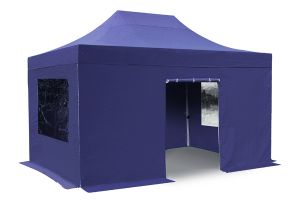 Standard 3m x 4.5m Foldable Pop Up Gazebo Set In Blue - Complete With Carry Bag