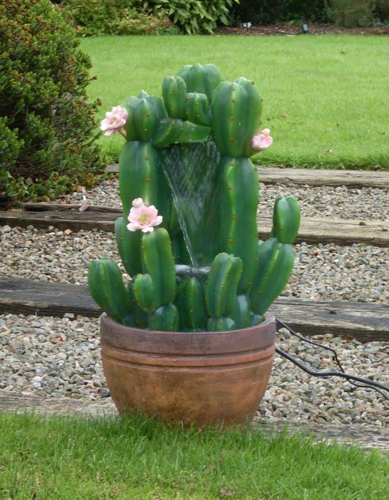 Fuente Cactus con Flores