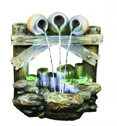 Fuente de Agua Trio de Cántaros - Polipiedra con Luces LED - Altura 63cm