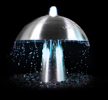 Fuente Catarata de Acero Inoxidable en Forma de Champiñón con Luces LED - 60cm