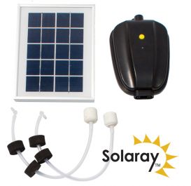Ossigenatore solare/aereatore 2 ugelli per laghetto con batteria di riserva - della Solaray™