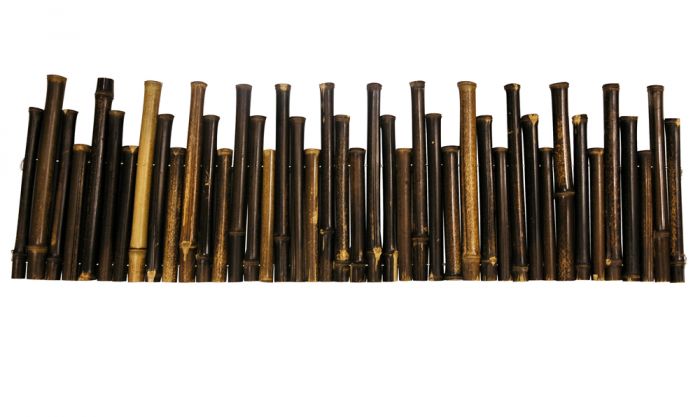 Perfil Separador Decorativo para Jardín de Bambú Oscuro con Estacas (A30cm x L1m)