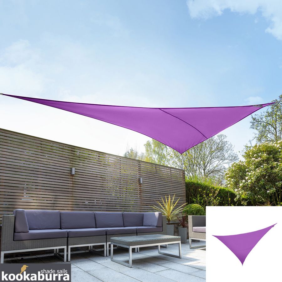 Toldos Vela de Sombra Kookaburra® Violeta Triangular 4.2mx4.2mx6.0m (Impermeable)
