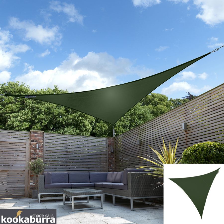 Toldos Vela de Sombra Kookaburra® Verde Triangular 2.0m (Resistente al Agua -Uso Ocasional)