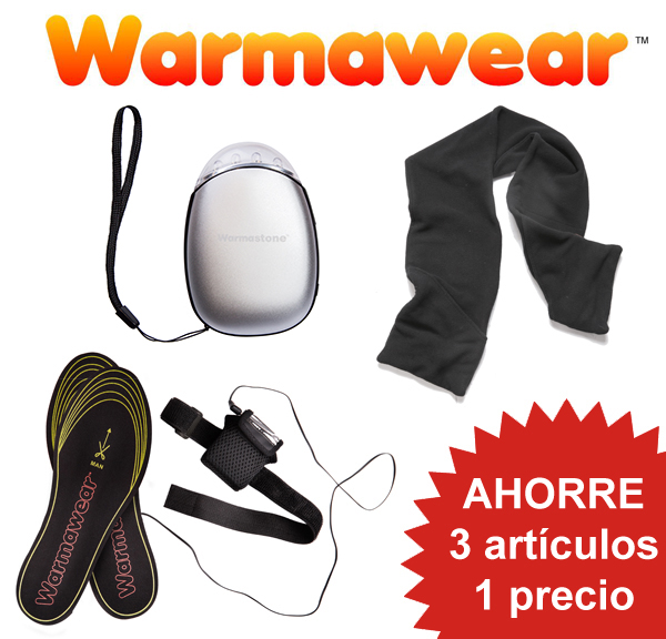 Set Calefactable Warmawear: Plantillas, Bufanda y Calentador de manos