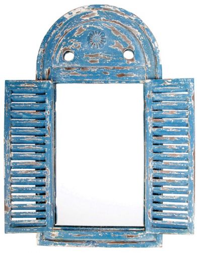 Espejo rústico "Louvre" para jardín - Azul 75x39cm