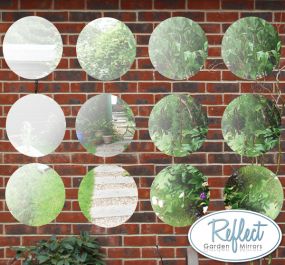 Conjunto de 12 Espejos Ciulares de Jardín Acrílicos Reflect