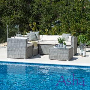 Sherborne 5 Seater Garden Corner Sofa Set in Mixed Grey - by Asha™