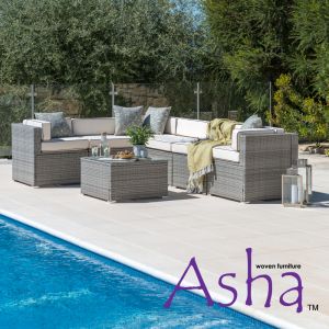 Sherborne 6 Seater Garden Corner Sofa in Mixed Grey - by Asha™