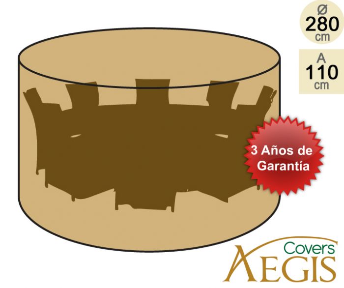 Funda Redonda para Muebles de 8 plazas de Aegis - Diámetro 280cm - Deluxe