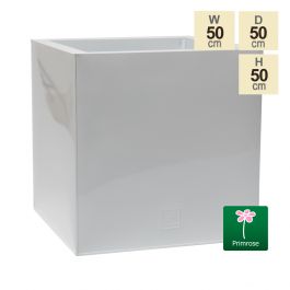 Macetero Cuadrado Galvanizado Recubrimiento en Polvo -  Color Blanco Brillante - 50 cm