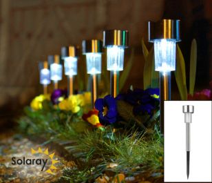 Balizas Solares de Acero Inoxidable para Jardín con Luces LED de Solaray - 6 Unidades