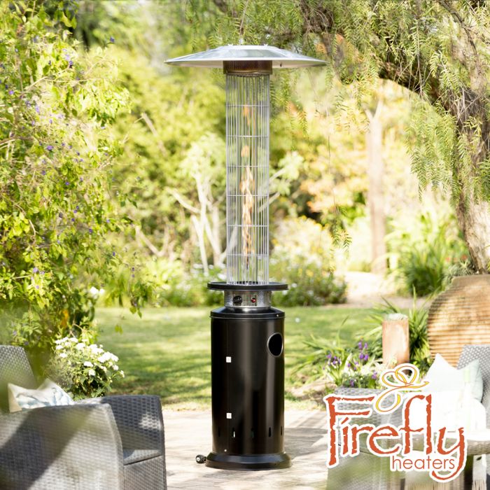 Estufa de Terraza de Gas - Columna de Fuego - Color Negro  12kW Firefly™
