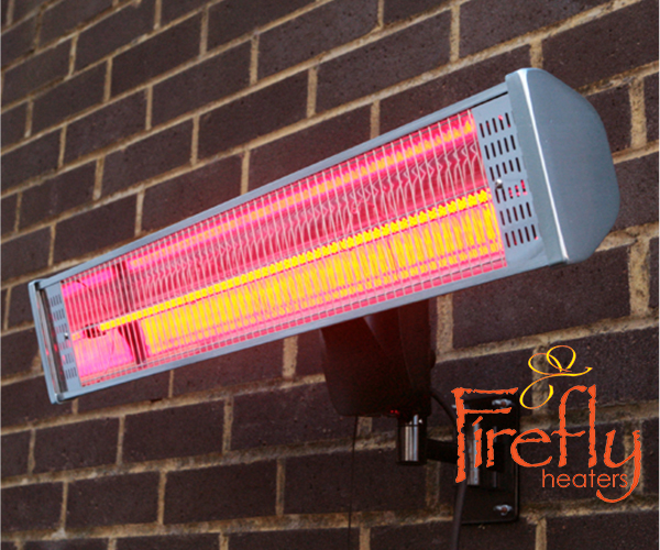 Estufa Halógena Firefly™ 1.8kW con Montado a pared Fácil y mando a distancia