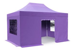 Carpa Plegable Estándar Plus de Acero Púrpura - 4.5m x 3m  Juego Completo Bolsa de Transporte Incluída
