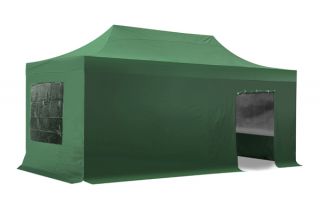 Carpa Plegable Estándar Híbrida de Acero/Aluminio - Verde - 3m x 6m Juego Completo Bolsa de Transporte Incluída