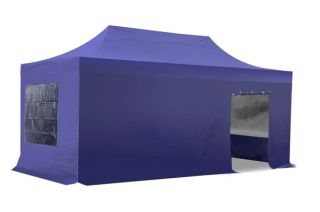 Carpa Plegable Plus Híbrida de Acero/Aluminio - Azul - 6m x 3m  Juego Completo Bolsa de Transporte Incluída