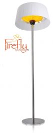 Estufa de Pie con Base y Poste de Acero Inoxidable Pulido y Pantalla Decorativa Blanca Firefly™ 2.1KW