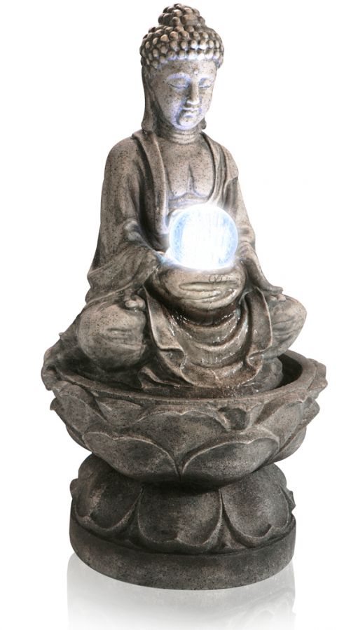 Fuente Buda con Bola de Cristal y Luz