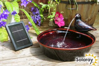 Fuente de Agua Solar de Cerámica con una Paloma
