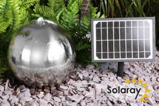 Fuente de Agua - Esfera de Acero Inoxidable con Energía Solar con LED - D45cm