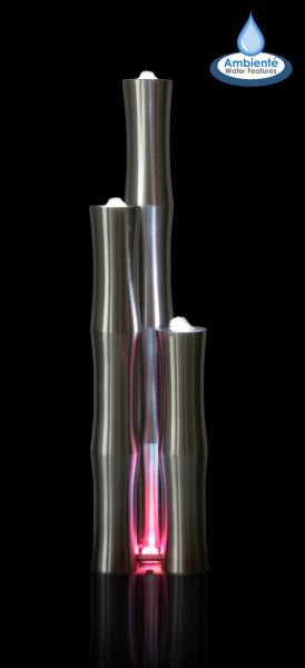 Fuente Cañas de Bambú de Acero Inoxidable Cepillado 150cm - Luces LED