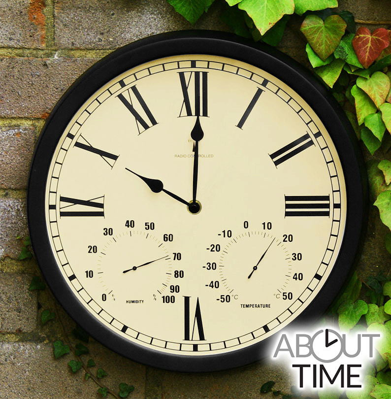 Reloj con Control Remoto Multifunción con Termómetro Para Exteriores– Negro – 35cm