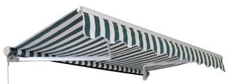 1.5m Toldo Semi-Cofre Manual de Rayas Blancas y Verdes