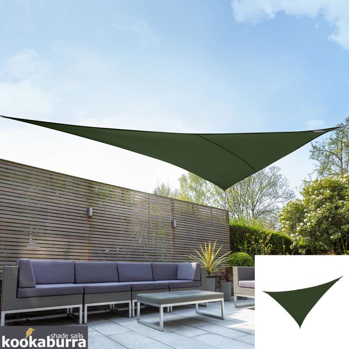 Toldos Vela de Sombra Kookaburra® Verde Triangular 4.2mx4.2mx6.0m (Impermeable)