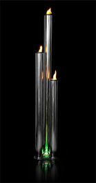 Fuente “Kohala” 3 Tubos de Acero Inoxidable Pulido con Agua y fuego (1.56m/135cm)