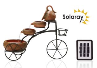 Fuente de Agua Solar Bicicleta de 4 Niveles con Jardinera